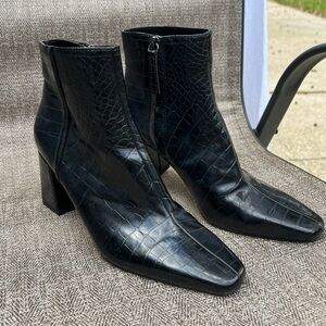 Zara NWT black faux crock boots